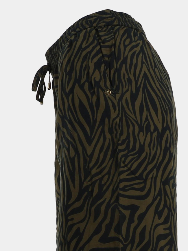 Pantalon de plage large imprimé kaki noir femme - Happy & So