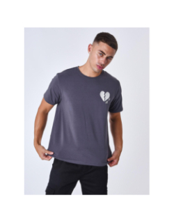 T-shirt cœur brisé brodé gris homme - Project X Paris