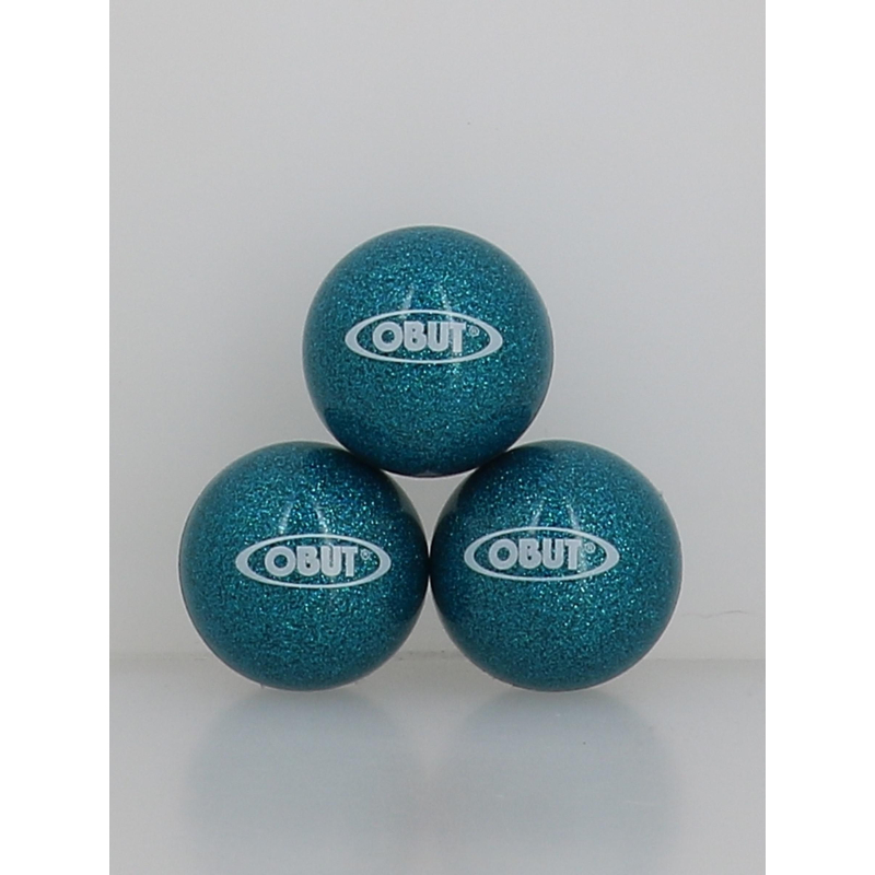 Boules de pétanque indoor outdoor 65mm bleu pailleté enfant - Obut