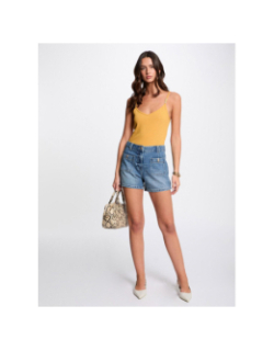 Débardeur côtelé bao jaune femme - Morgan