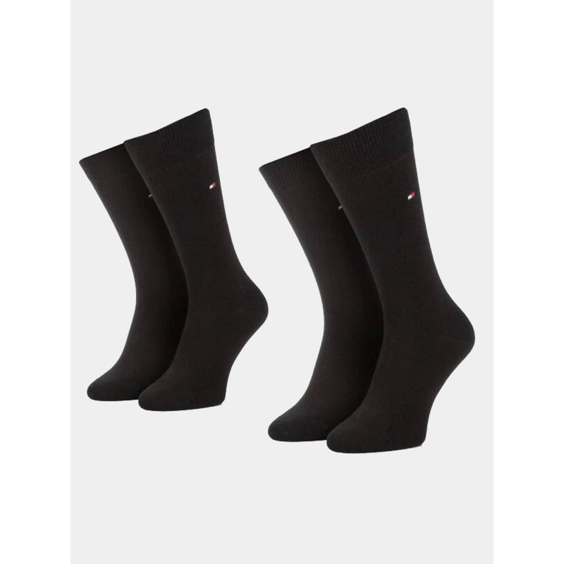 2 paires de chaussettes hautes uni noir homme - Tommy Hilfiger