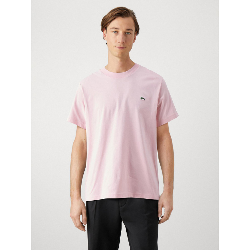T-shirt en coton pima léger rose homme - Lacoste