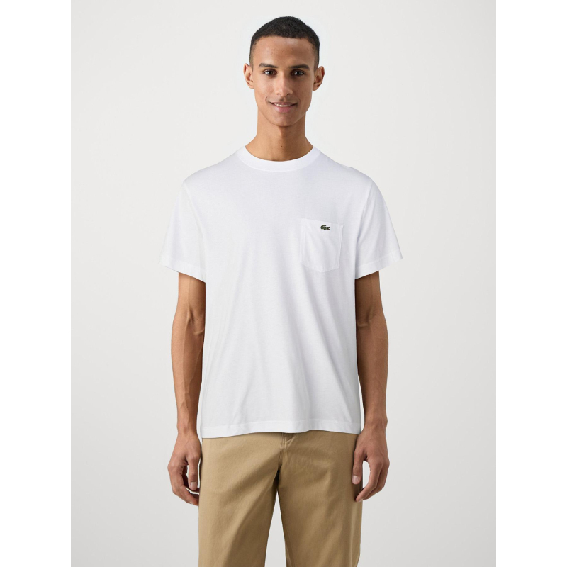 T-shirt en coton avec poche poitrine blanc homme - Lacoste