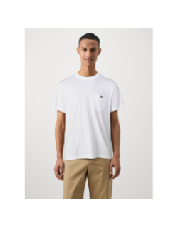T-shirt en coton avec poche poitrine blanc homme - Lacoste