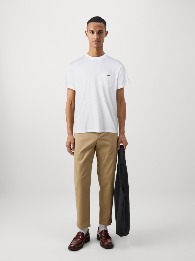 T-shirt en coton avec poche poitrine blanc homme - Lacoste