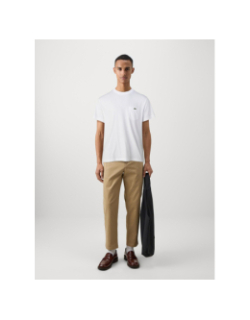 T-shirt en coton avec poche poitrine blanc homme - Lacoste