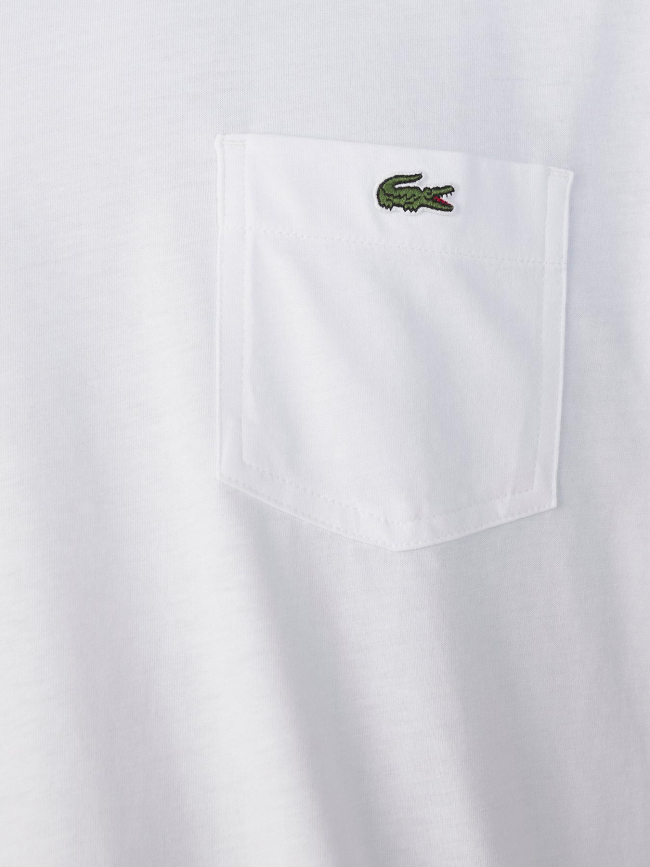 T-shirt en coton avec poche poitrine blanc homme - Lacoste