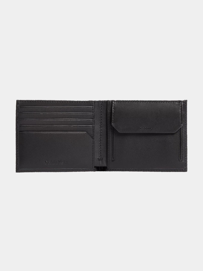 Portefuille 3 volets en cuir texturé noir homme - Calvin Klein