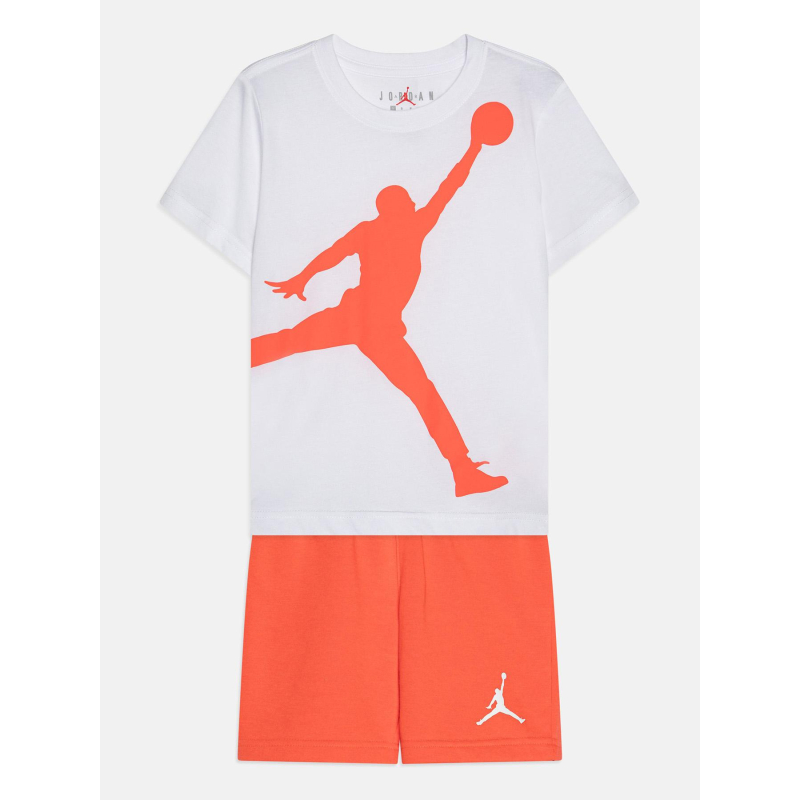 Ensemble t-shirt et short jumbo blanc et orange enfant - Jordan