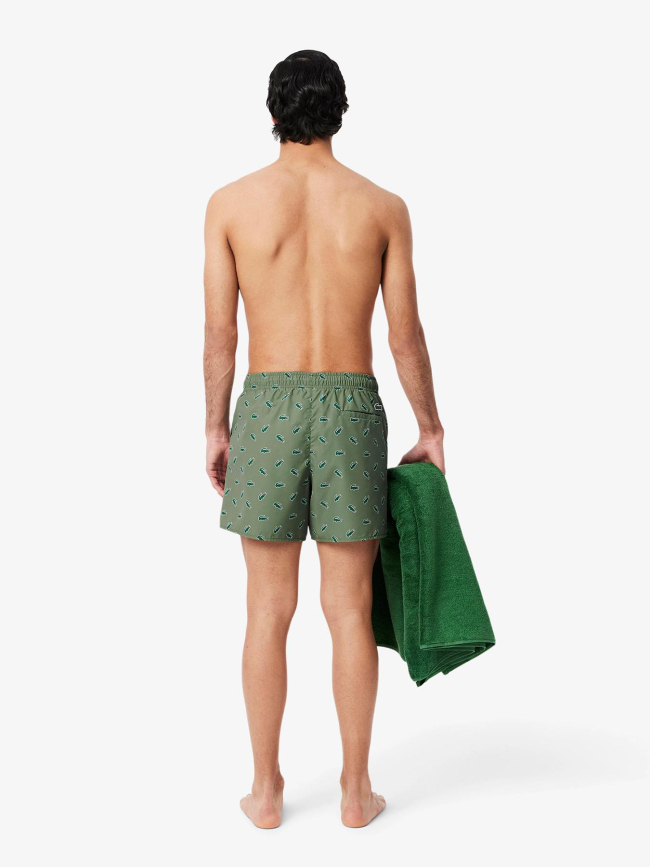 Short de bain court imprimé crocodile kaki homme - Lacoste