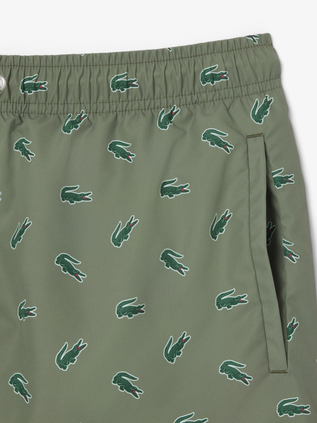 Short de bain court imprimé crocodile kaki homme - Lacoste
