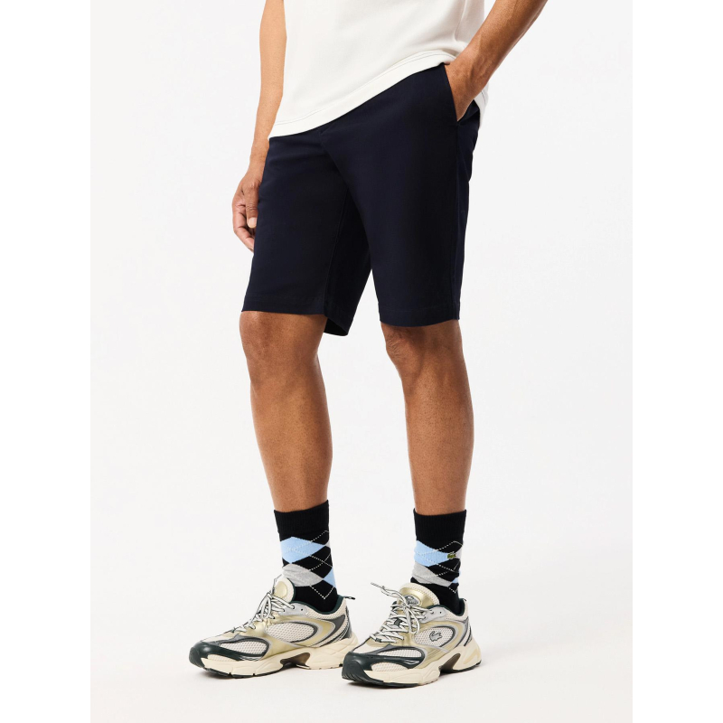 Bermuda chino slim fit coton stretch bleu marine homme - Lacoste