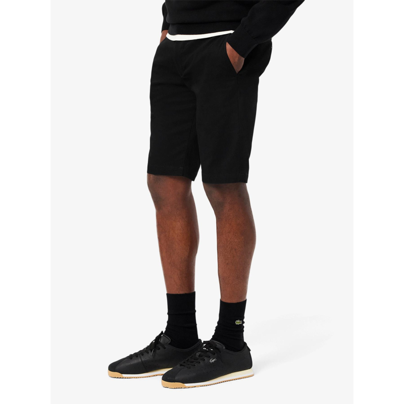 Bermuda chino slim fit coton stretch noir homme - Lacoste