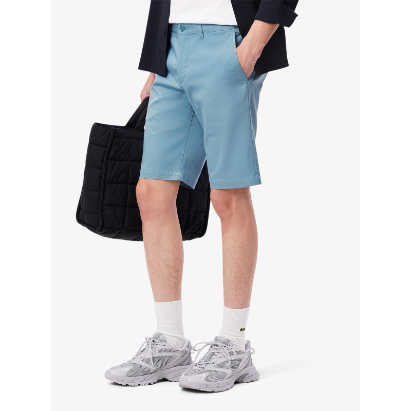 Bermuda chino slim fit en coton stretch bleu homme - Lacoste