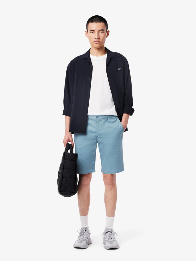 Bermuda chino slim fit en coton stretch bleu homme - Lacoste