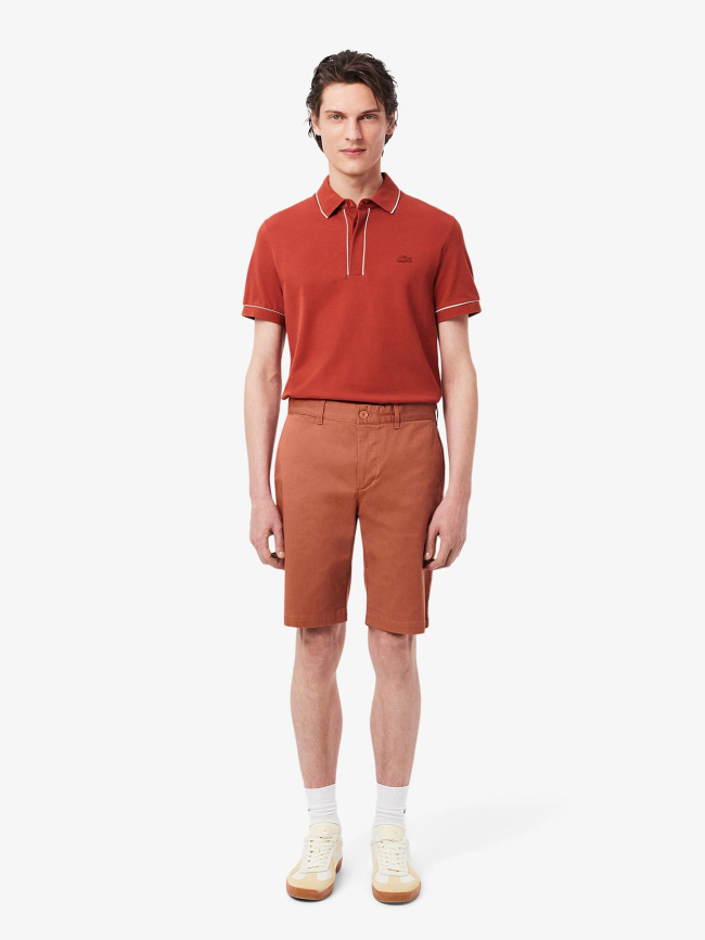Bermuda chino slim fit coton stretch marron homme - Lacoste