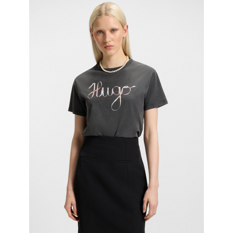 T-shirt logo ruban damacia gris anthracite femme - Hugo