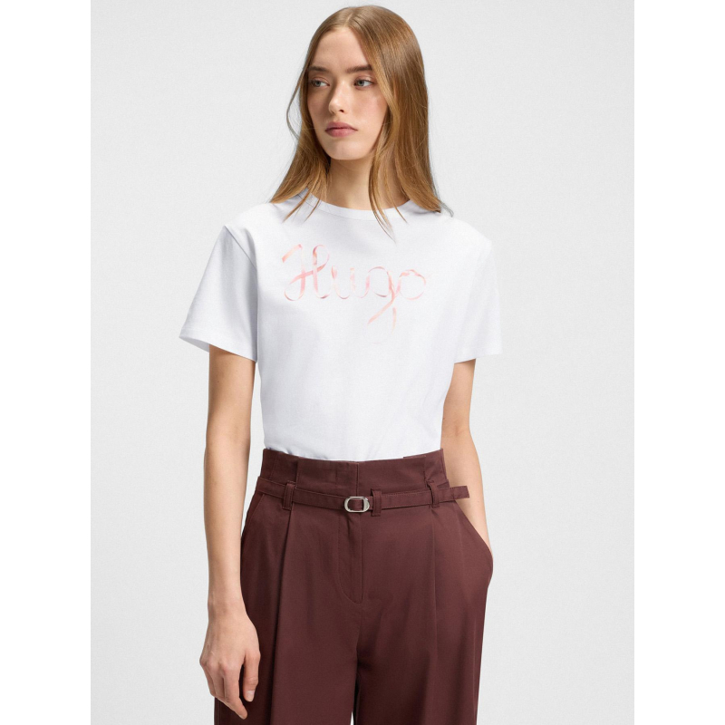 T-shirt logo ruban damacia blanc femme - Hugo
