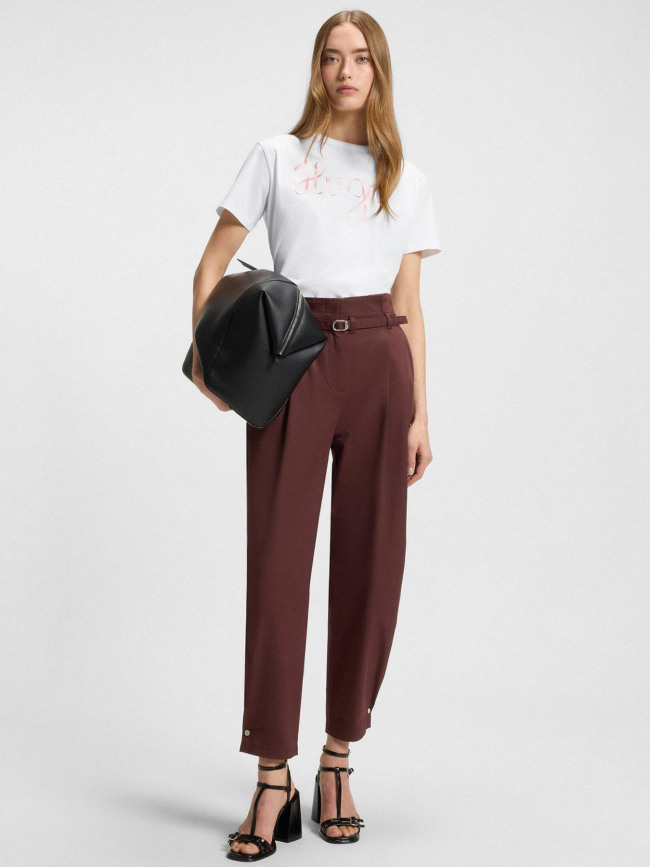 T-shirt logo ruban damacia blanc femme - Hugo