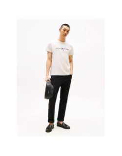 T-shirt logo chiné beige homme - Tommy Hilfiger