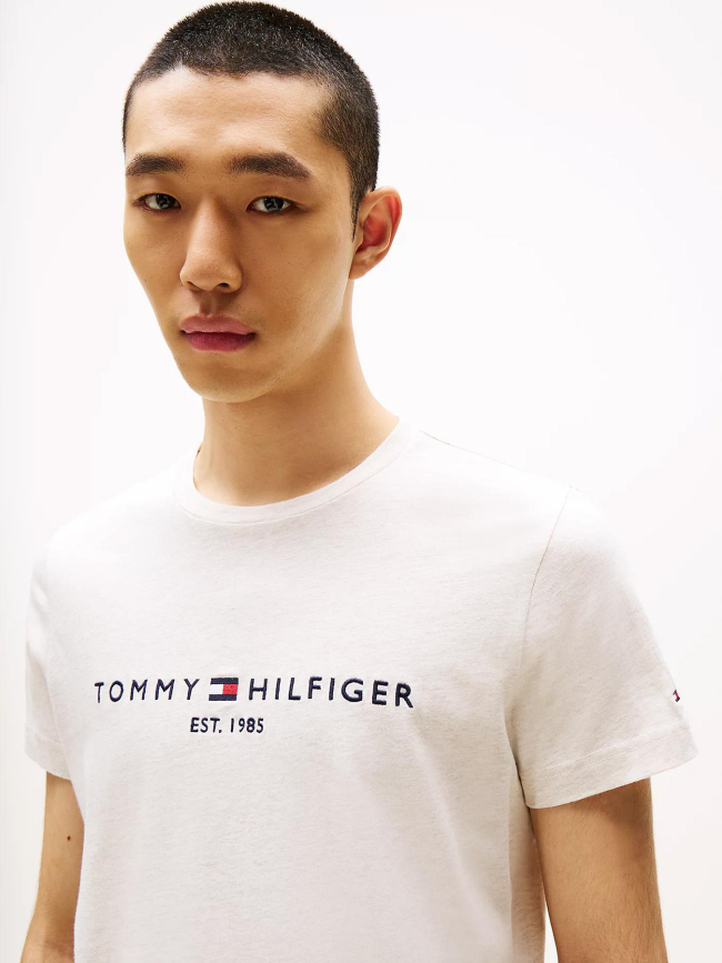 T-shirt logo chiné beige homme - Tommy Hilfiger