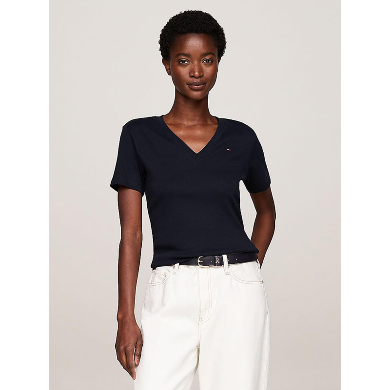 T-shirt col v new slim cody bleu marine femme - Tommy Hilfiger