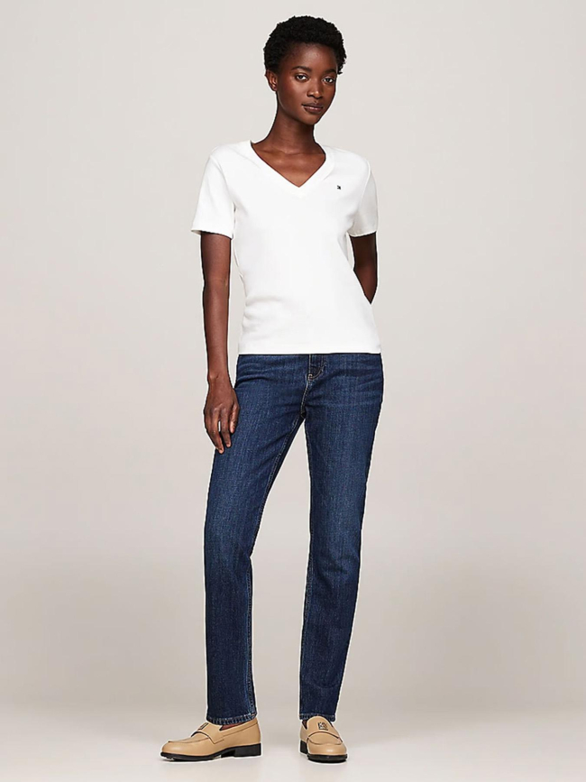T-shirt col v new slim cody blanc femme - Tommy Hilfiger