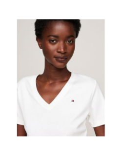 T-shirt col v new slim cody blanc femme - Tommy Hilfiger