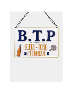 Plaque en métal bière tong pétanque blanc - STC