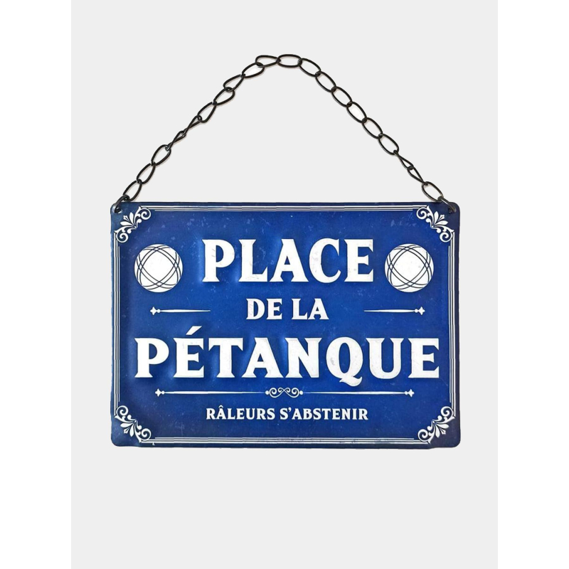 Plaque en métal place de la pétanque bleu - STC