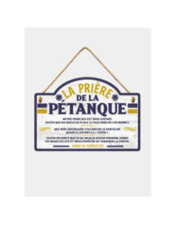 Plaque en bois prière de la pétanque blanc - STC