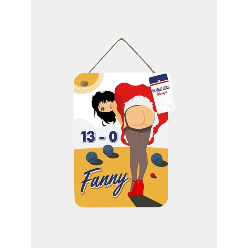 Plaque décorative fanny pétanque blanc et jaune - STC