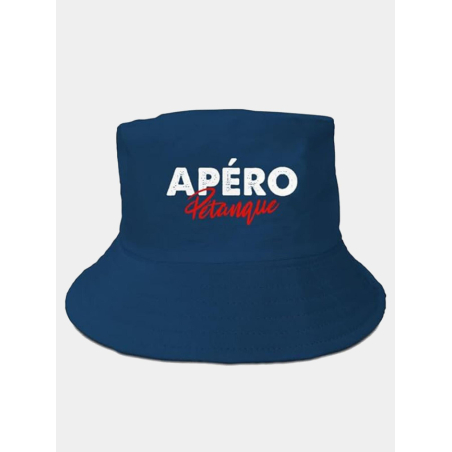 Bob Humoristique Apéro Pétanque – Bleu – 100% Coton – Accessoire Décontracté Pour Journées En Soleil
