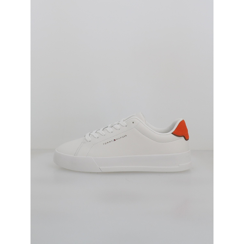 Baskets en cuir court detail blanc orange homme - Tommy Hilfiger