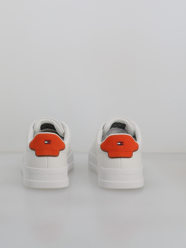 Baskets en cuir court detail blanc orange homme - Tommy Hilfiger