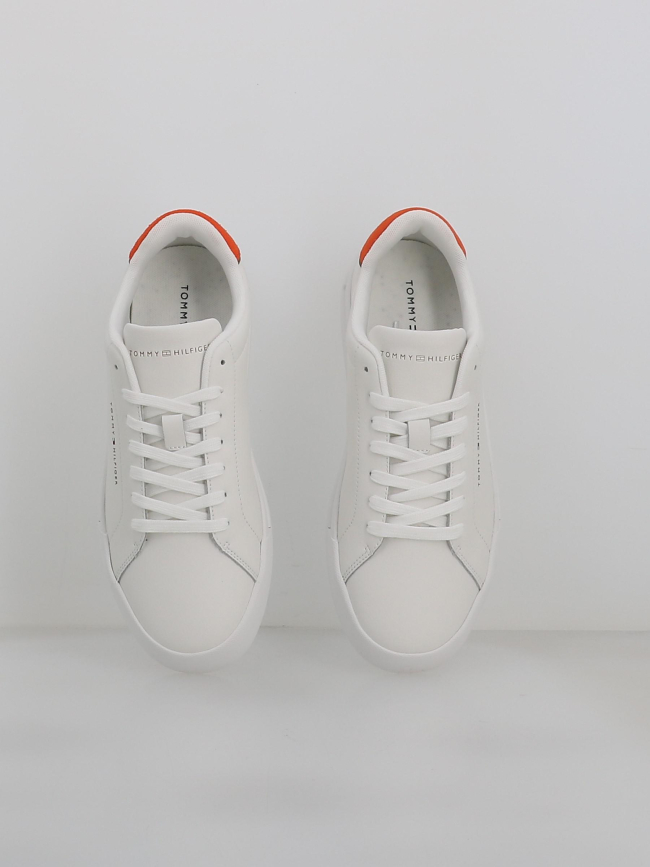 Baskets en cuir court detail blanc orange homme - Tommy Hilfiger