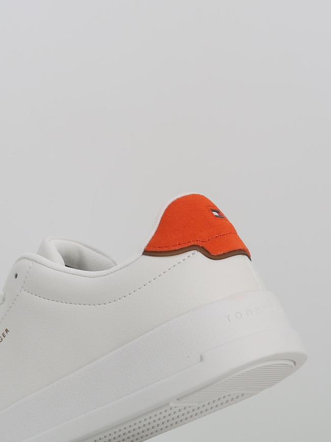 Baskets en cuir court detail blanc orange homme - Tommy Hilfiger