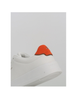 Baskets en cuir court detail blanc orange homme - Tommy Hilfiger