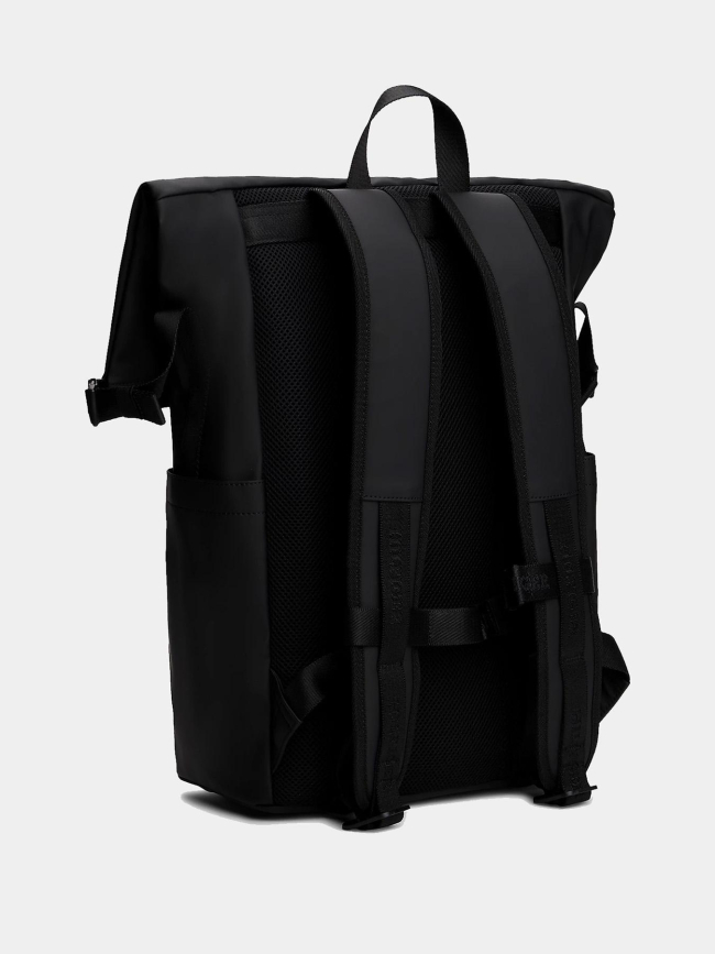 Sac à dos à rabat roulé et logo texturé noir - Tommy Hilfiger