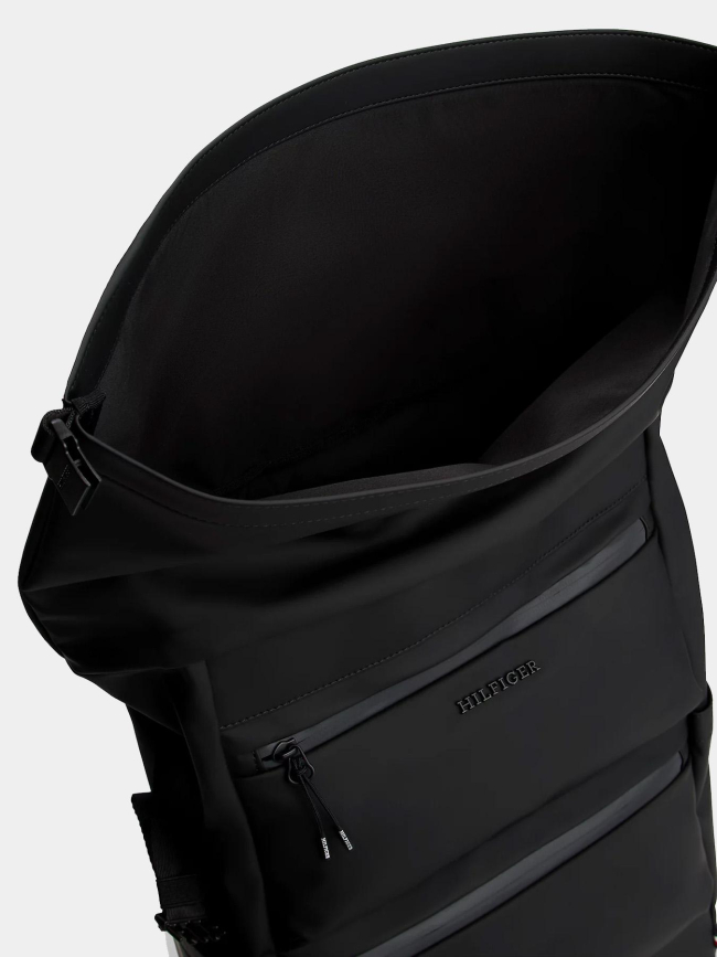 Sac à dos à rabat roulé et logo texturé noir - Tommy Hilfiger