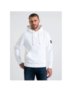 Sweat à capuche badge hoodie blanc homme - Calvin Klein Jeans