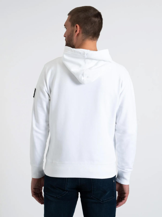 Sweat à capuche badge hoodie blanc homme - Calvin Klein Jeans