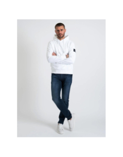 Sweat à capuche badge hoodie blanc homme - Calvin Klein Jeans