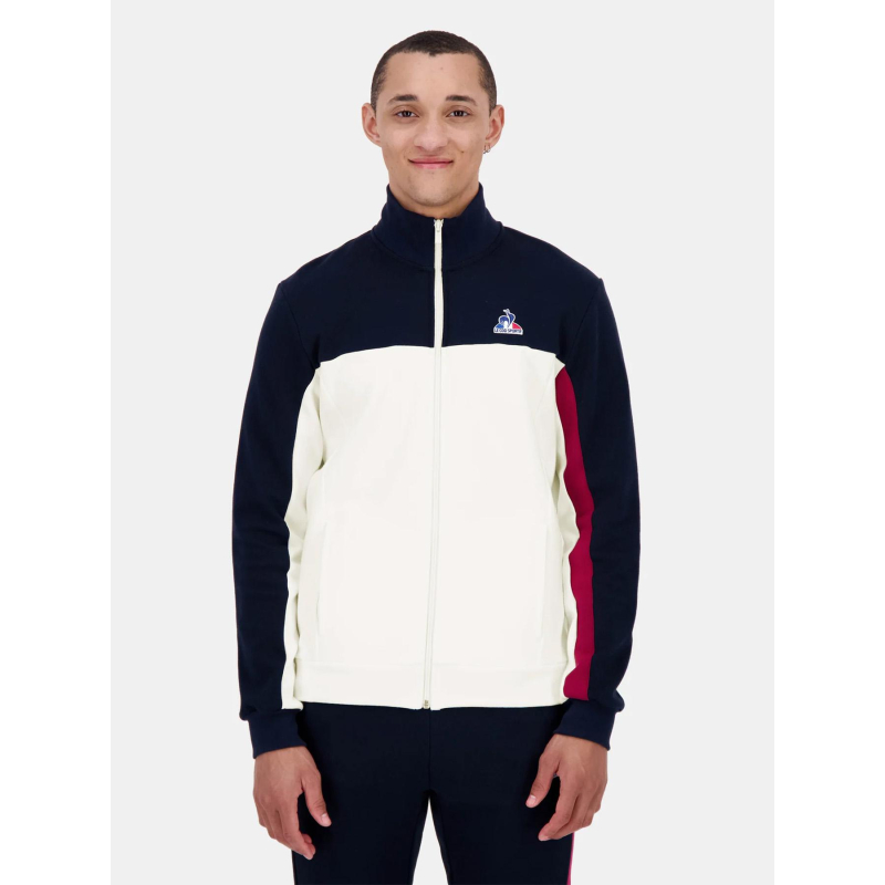 Sweat zippé tri blanc et bleu marine homme - Le Coq Sportif