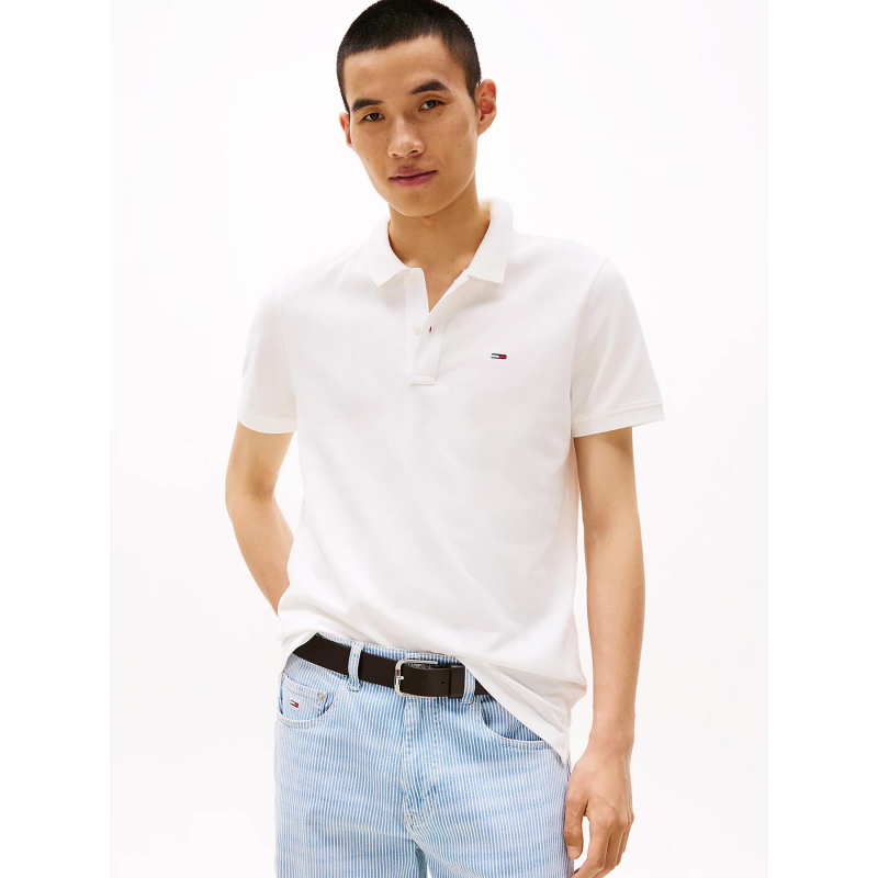 Polo ajusté a drapeau blanc homme - Tommy Jeans