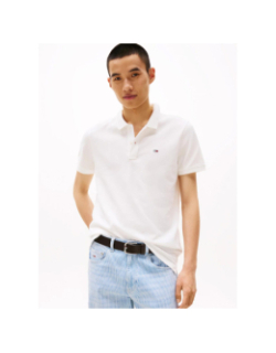 Polo ajusté a drapeau blanc homme - Tommy Jeans