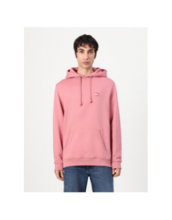 Sweat à capuche tommy badge rose homme - Tommy Jeans
