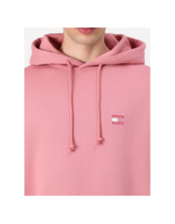 Sweat à capuche tommy badge rose homme - Tommy Jeans