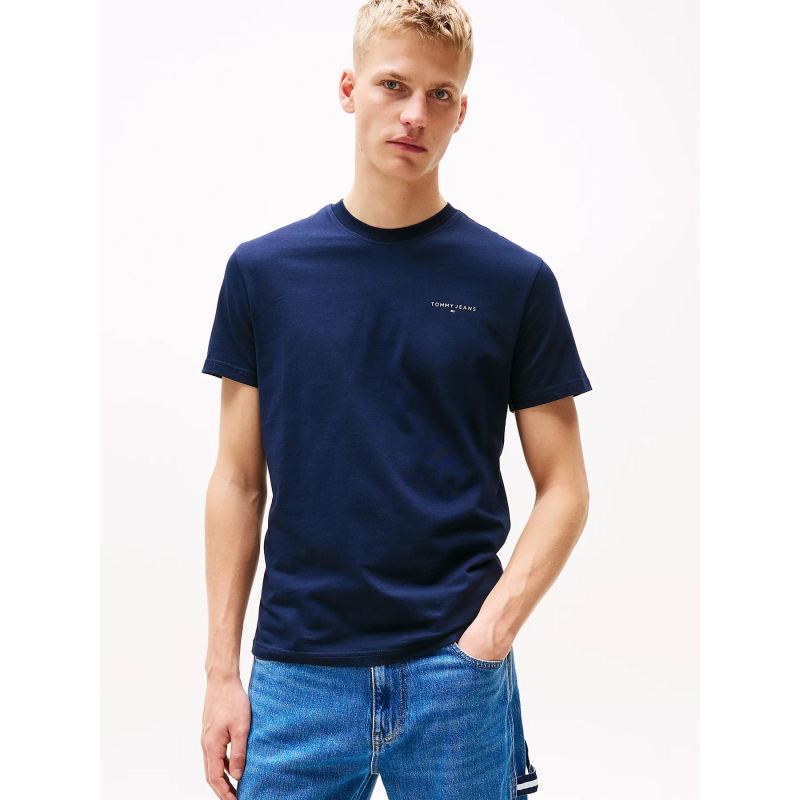 T-shirt ajusté à logo linéaire bleu marine homme - Tommy Jeans