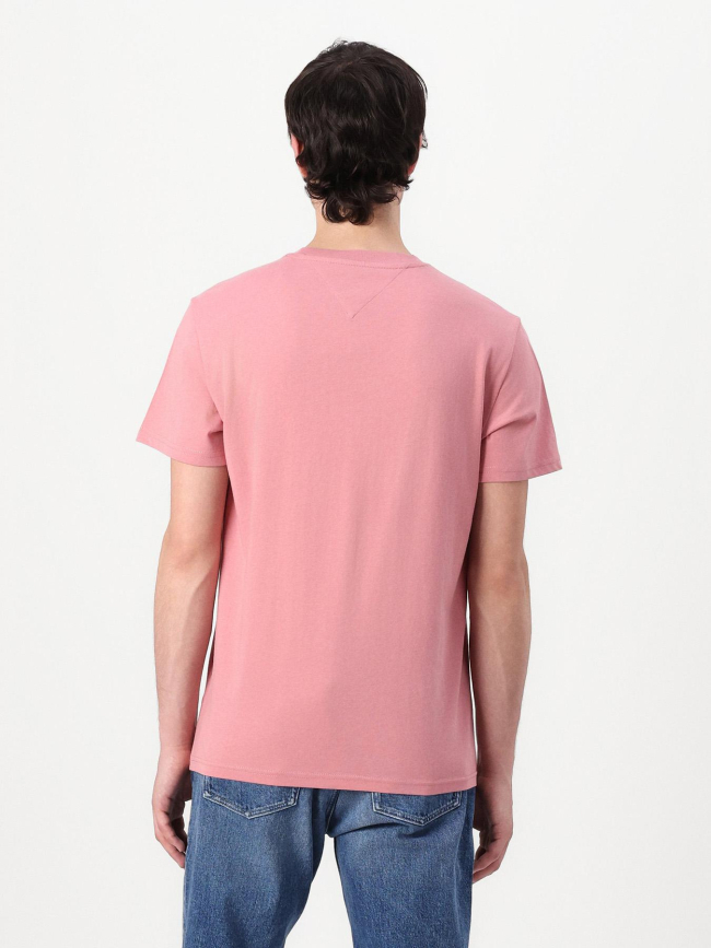 T-shirt ajusté à logo linéaire rose homme - Tommy Jeans